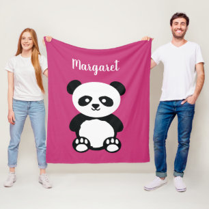 Gepersonaliseerde Schattige Panda Beer meisjes Roz Fleece Deken