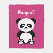 Gepersonaliseerde Schattige Panda Beer meisjes Roz Fleece Deken (Voorkant)