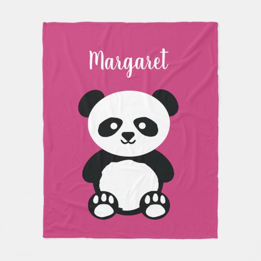 Gepersonaliseerde Schattige Panda Beer meisjes Roz Fleece Deken (Voorkant)