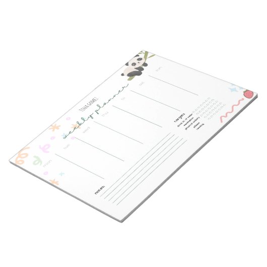 Gepersonaliseerde schattige panda Weekly Planner N Notitieblok (Schuin)