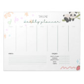 Gepersonaliseerde schattige panda Weekly Planner N Notitieblok (Voorkant)