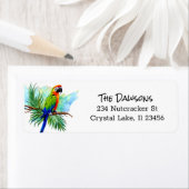 Gepersonaliseerde schattige papegaai kunstwerk etiket (Insitu)