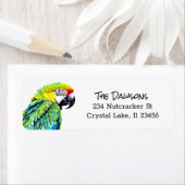 Gepersonaliseerde schattige papegaai kunstwerk etiket (Insitu)