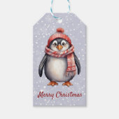 Gepersonaliseerde schattige pinguïn cadeau label cadeaulabel (Voorkant)