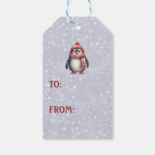 Gepersonaliseerde schattige pinguïn cadeau label cadeaulabel (Achterkant)