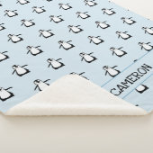 Gepersonaliseerde schattige Pinguïn Illustratie Ba Sherpa Deken (3/4)