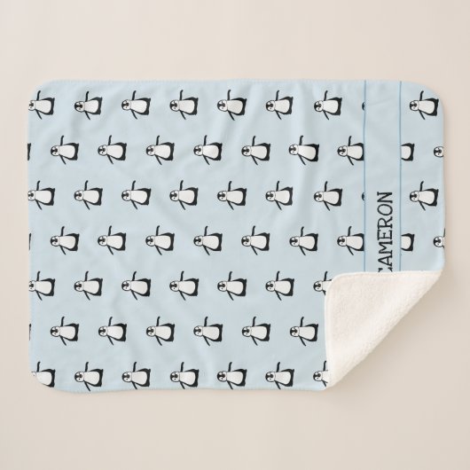 Gepersonaliseerde schattige Pinguïn Illustratie Ba Sherpa Deken (Voorkant (horizontaal))