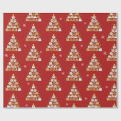 Gepersonaliseerde schattige puppies kerstboom hond cadeaupapier (Vlak)