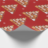 Gepersonaliseerde schattige puppies kerstboom hond cadeaupapier (Hoek)