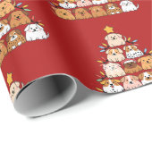Gepersonaliseerde schattige puppies kerstboom hond cadeaupapier (Rol Hoek)