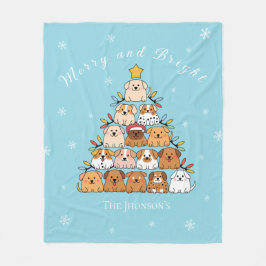 Gepersonaliseerde schattige puppies kerstboom hond fleece deken