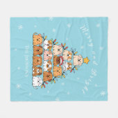 Gepersonaliseerde schattige puppies kerstboom hond fleece deken (Voorkant (Horizontaal))