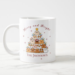 Gepersonaliseerde schattige puppies kerstboom hond grote koffiekop