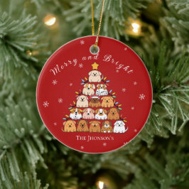 Gepersonaliseerde schattige puppies kerstboom hond keramisch ornament