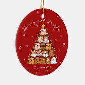 Gepersonaliseerde schattige puppies kerstboom hond keramisch ornament (Rechts)