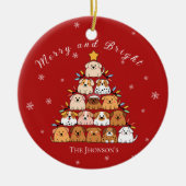 Gepersonaliseerde schattige puppies kerstboom hond keramisch ornament (Voorkant)