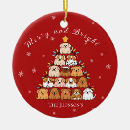 Gepersonaliseerde schattige puppies kerstboom hond keramisch ornament