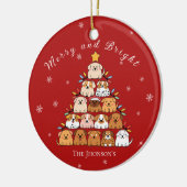 Gepersonaliseerde schattige puppies kerstboom hond keramisch ornament (Links)