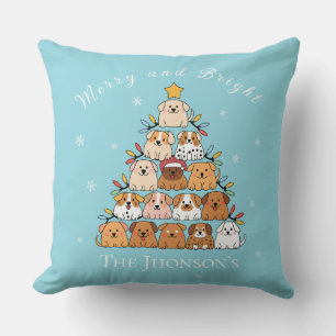 Gepersonaliseerde schattige puppies kerstboom hond kussen