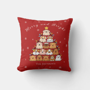 Gepersonaliseerde schattige puppies kerstboom hond kussen