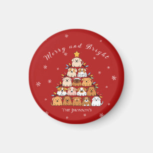 Gepersonaliseerde schattige puppies kerstboom hond magneet