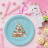 Gepersonaliseerde schattige puppies kerstboom hond papieren bordje (Feest)