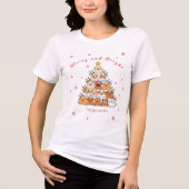 Gepersonaliseerde schattige puppies kerstboom hond Tri-Blend shirt (Voorkant)