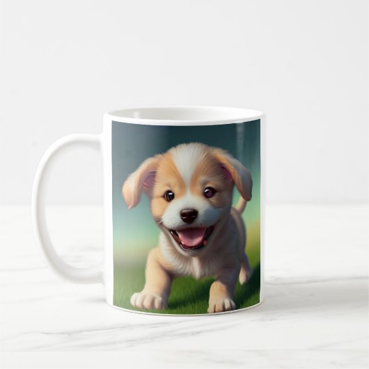 Gepersonaliseerde schattige puppy hond koffiemok (Links)
