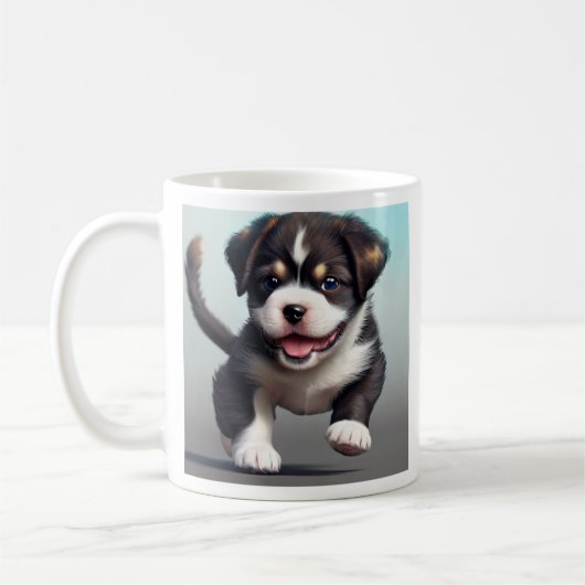 Gepersonaliseerde schattige puppy hond koffiemok (Links)