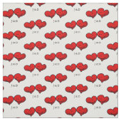 Gepersonaliseerde schattige rode harten bruidspaar stof (Swatch)