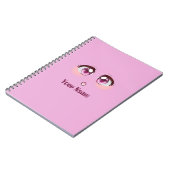 Gepersonaliseerde schattige roze anime ogen notitieboek (Linkerzijde)