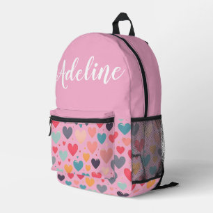 Gepersonaliseerde schattige roze met kleurrijke ha bedrukte rugzak