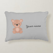 Gepersonaliseerde Schattige roze pop kinder grijs Accent Kussen (Voorkant)