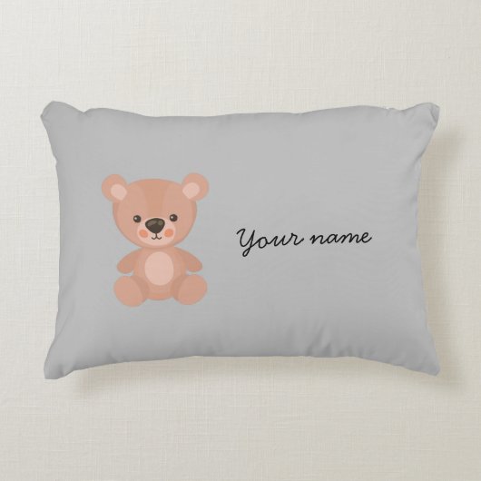 Gepersonaliseerde Schattige roze pop kinder grijs Accent Kussen (Voorkant)