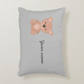 Gepersonaliseerde Schattige roze pop kinder grijs Accent Kussen (Voorkant(Verticaal))