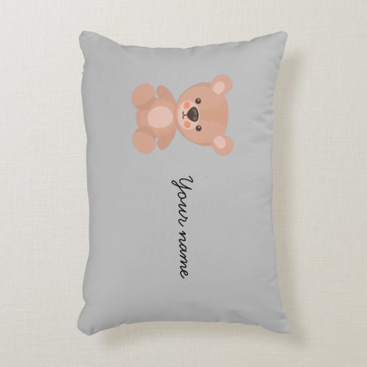 Gepersonaliseerde Schattige roze pop kinder grijs Accent Kussen (Voorkant(Verticaal))