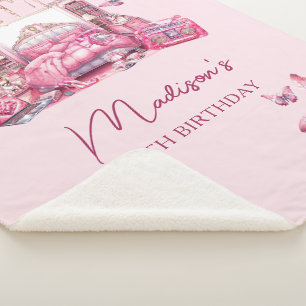 Gepersonaliseerde Schattige roze Sleepover Meisje  Sherpa Deken