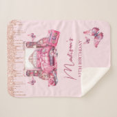 Gepersonaliseerde Schattige roze Sleepover Meisje  Sherpa Deken (Voorkant (horizontaal))