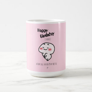 Gepersonaliseerde schattige roze verjaardag mok