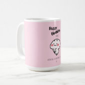 Gepersonaliseerde schattige roze verjaardag mok (Voorkant links)