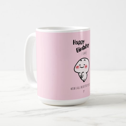 Gepersonaliseerde schattige roze verjaardag mok (Voorkant links)