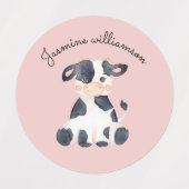 Gepersonaliseerde schattige stijlvolle koe waterve labels (Design 2)