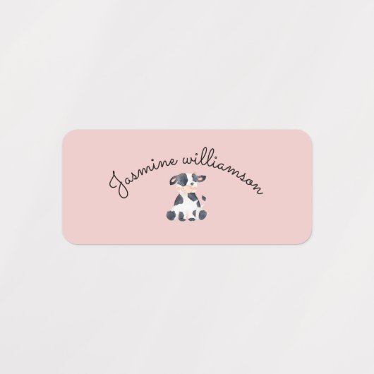 Gepersonaliseerde schattige stijlvolle koe waterve labels (Design 1)