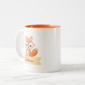 Gepersonaliseerde schattige vos tweekleurige koffiemok (Voorkant links)