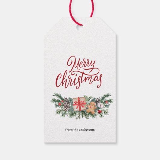 Gepersonaliseerde schattige vrolijke kerst cadeaulabel (Achterkant)