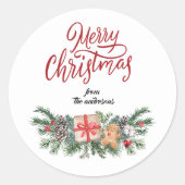 Gepersonaliseerde schattige vrolijke kerst ronde sticker (Voorkant)