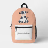 Gepersonaliseerde schattige waterverf koe school bedrukte rugzak (Voorkant)