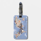 Gepersonaliseerde schattige Wereldkaart kinder bag Bagagelabel (Achterkant verticaal)