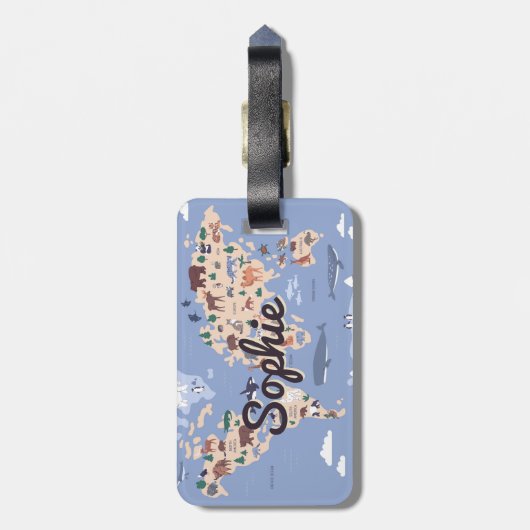 Gepersonaliseerde schattige Wereldkaart kinder bag Bagagelabel (Achterkant verticaal)
