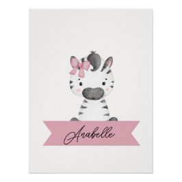 Gepersonaliseerde schattige zebra kwekerij perfect poster
